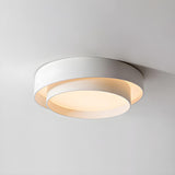 Nordic White Layered Drum LED Flush Mount Ceiling Light Image - 3