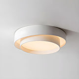 Nordic White Layered Drum LED Flush Mount Ceiling Light Image - 5