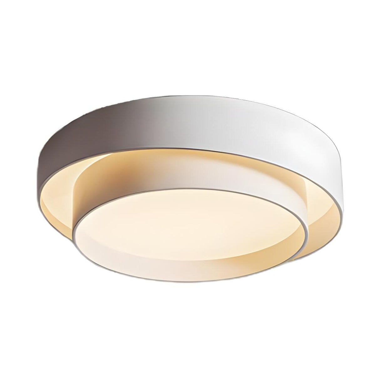 Nordic White Layered Drum LED Flush Mount Ceiling Light Image - 8