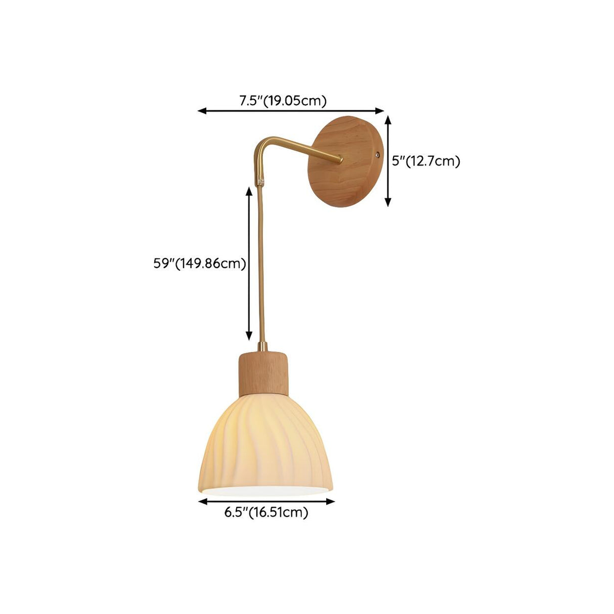 Nordic Wood and Ceramic Wall Light Fixture 