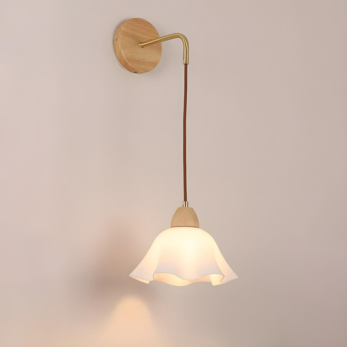 Nordic Wood and Ceramic Wall Light Fixture Image - 3