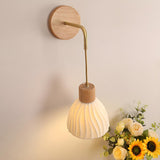 Nordic Wood and Ceramic Wall Light Fixture Image - 6