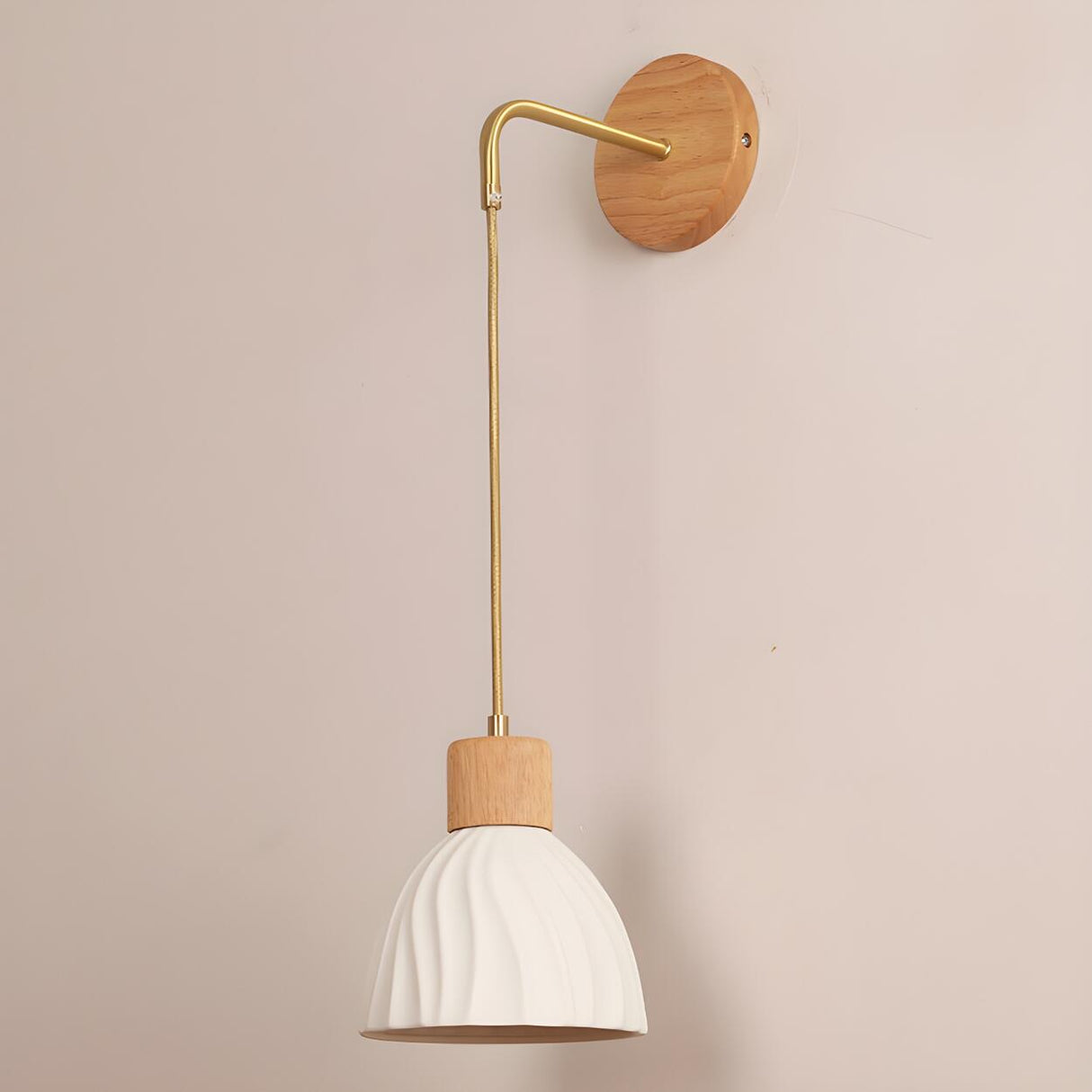 Nordic Wood and Ceramic Wall Light Fixture Image - 9