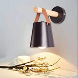 Nordic Wood and Leather Black Wall Sconce Image - 3