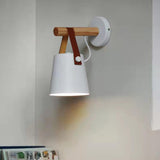 Nordic Wood and Leather Black Wall Sconce Image - 5