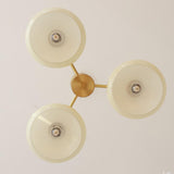 Nordic Wood Beige White Glass Dome Chandelier Image - 7