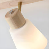 Nordic Wood White Glass Semi-Flush Mount Ceiling Light Image - 10