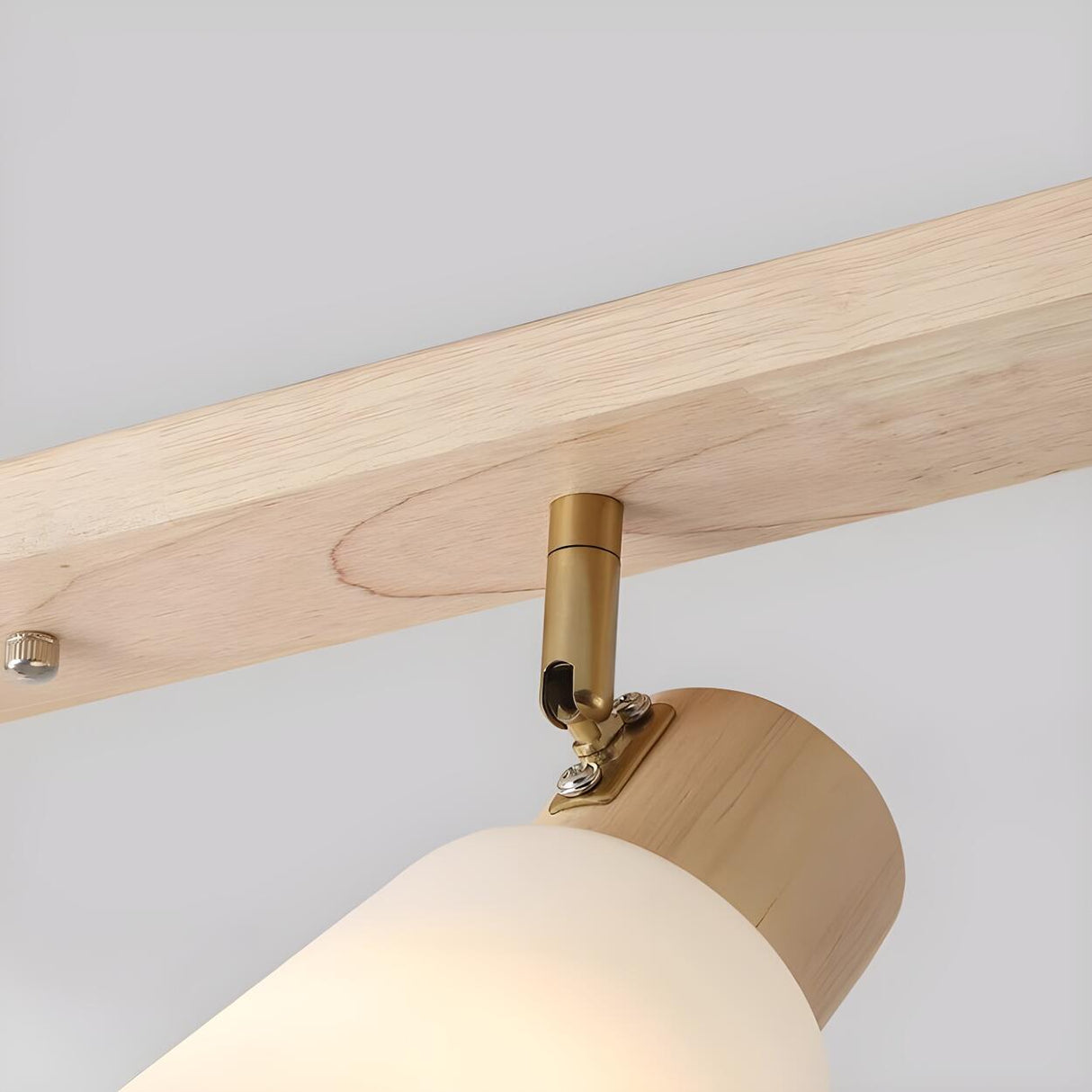 Nordic Wood White Glass Semi-Flush Mount Ceiling Light Image - 11