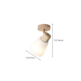 Nordic Wood White Glass Semi-Flush Mount Ceiling Light #size