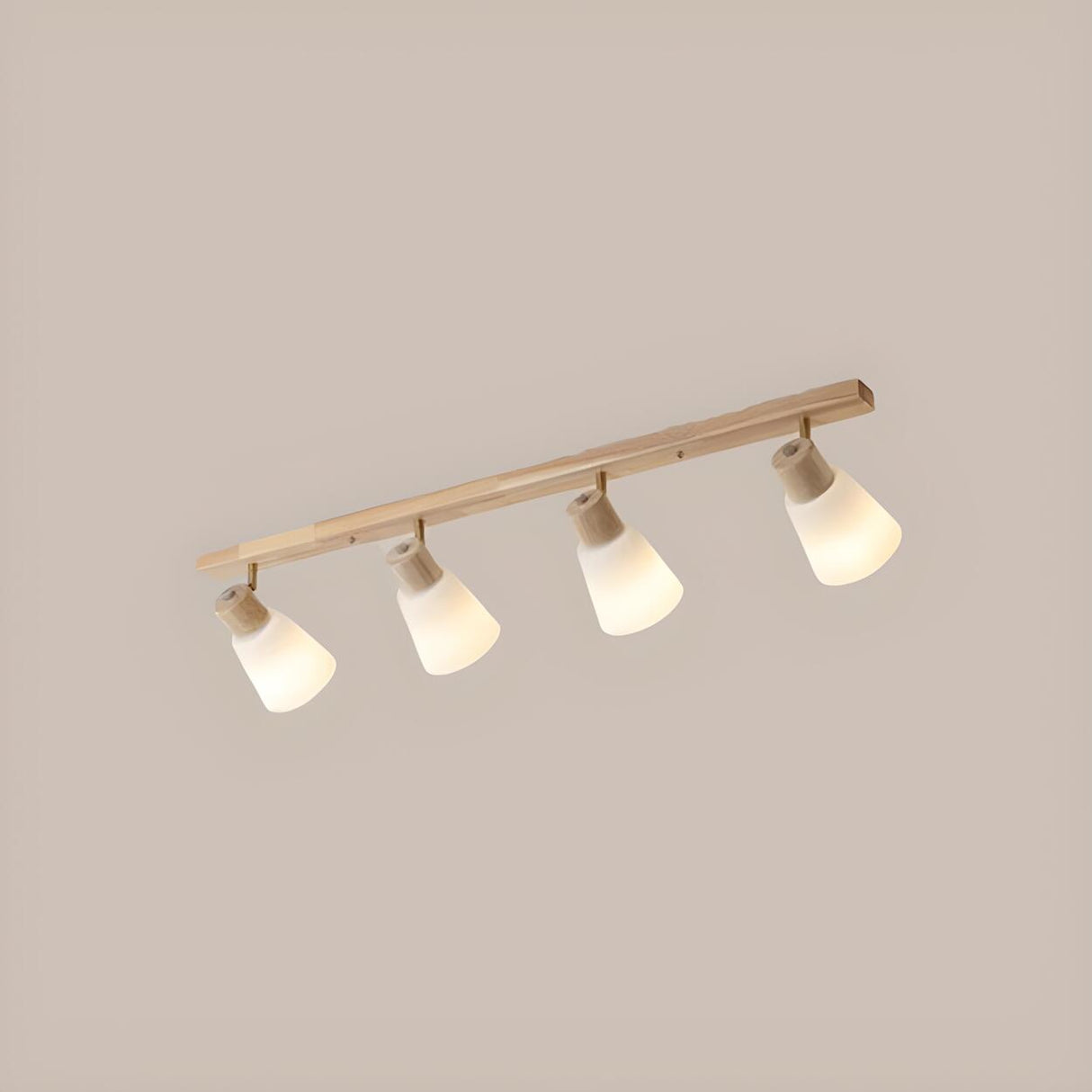 Nordic Wood White Glass Semi-Flush Mount Ceiling Light Image - 9