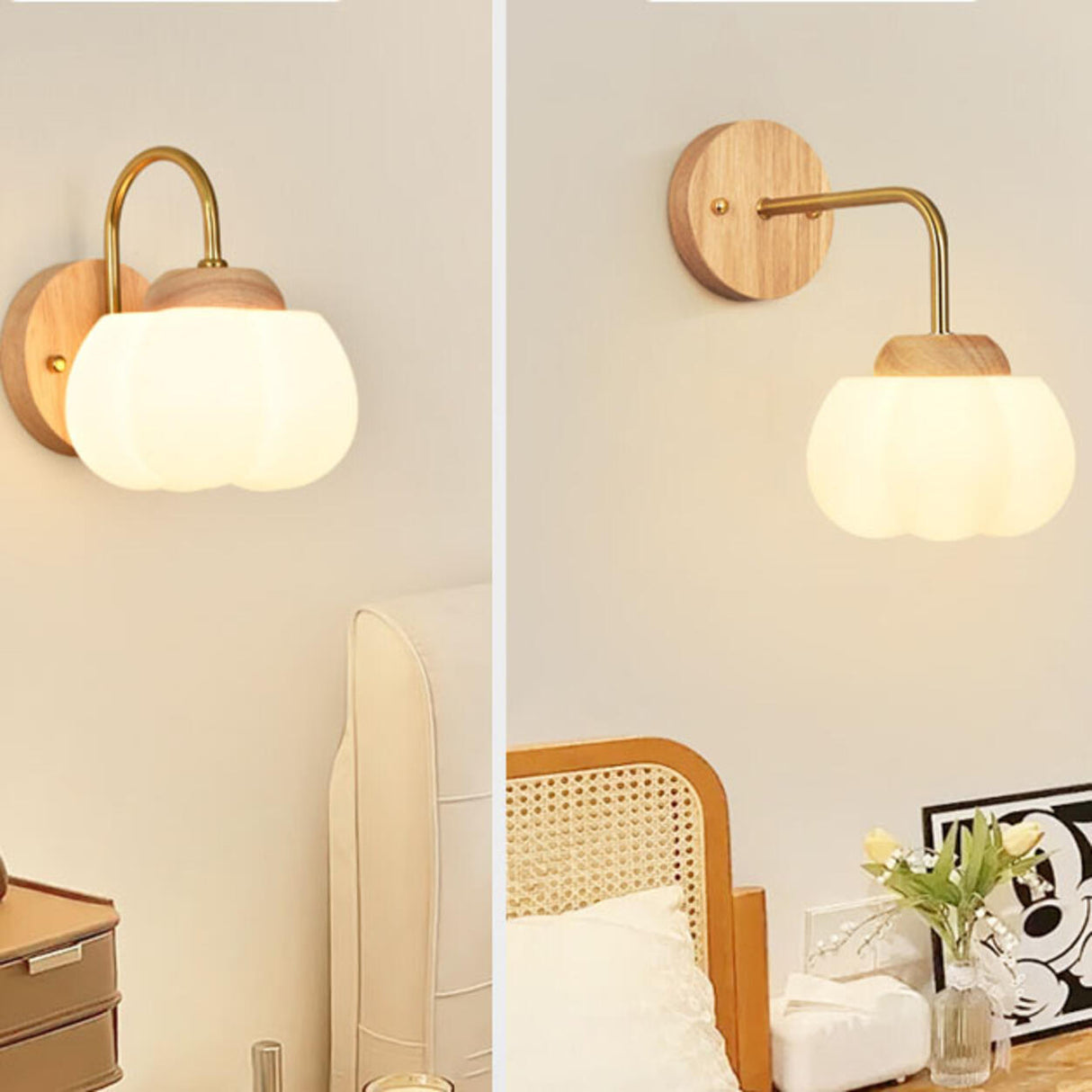 Nordic Wooden Adjustable Bedside Wall Lamp Sconce Image - 4