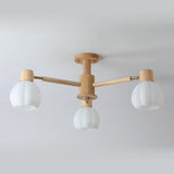 Nordic Wooden Globe Floral Semi-Flush Mount Light Image - 10