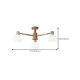 Nordic Wooden Globe Floral Semi-Flush Mount Light #size