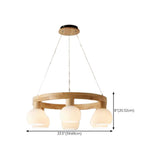 Nordic Wooden Ring White Globe Glass Chandelier Image - 14