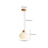 Nordic Wooden White Glass Globe Pendant Light Bedroom #size