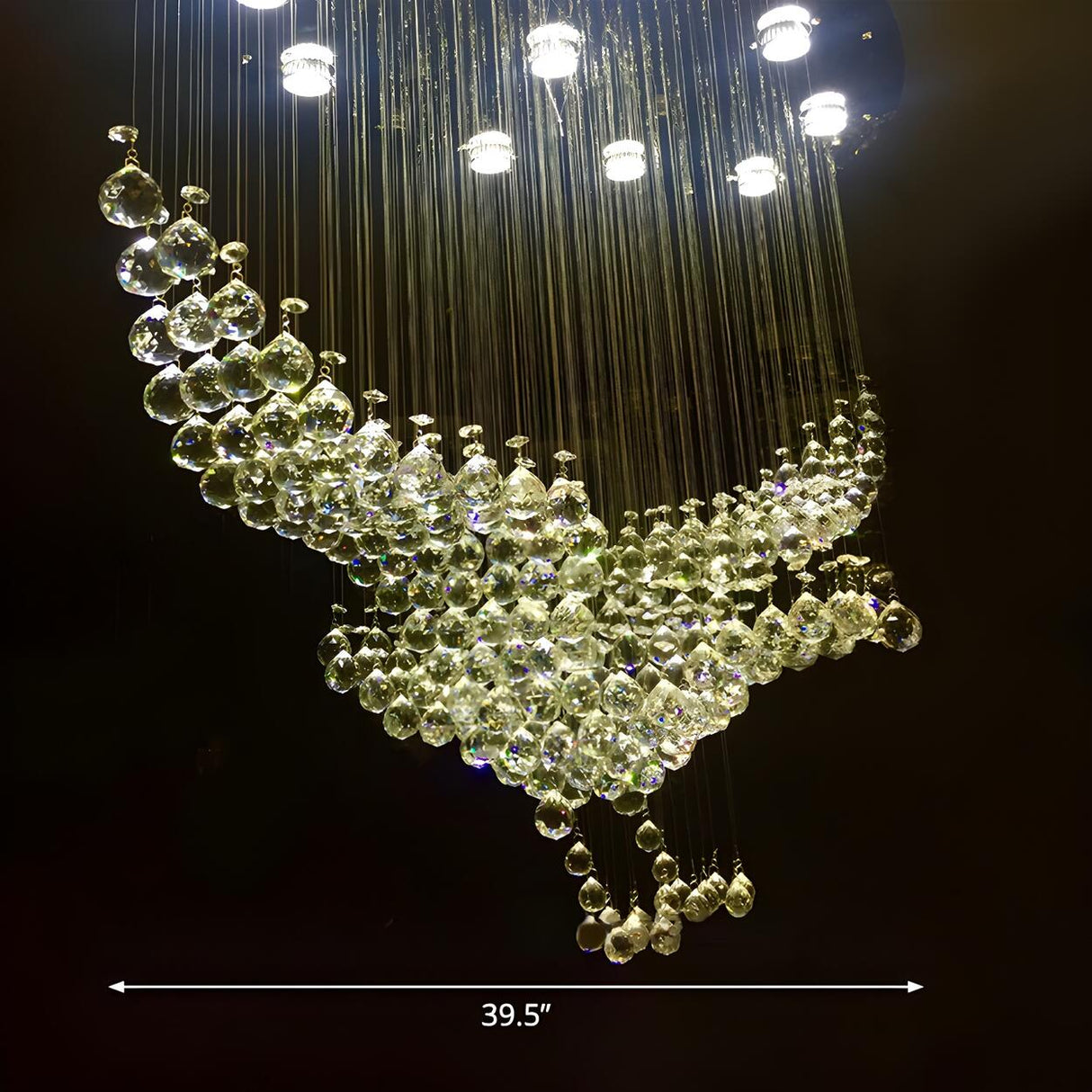 Novelty Large Bird Cascade Steel LED Flush Mount Light Image - 5