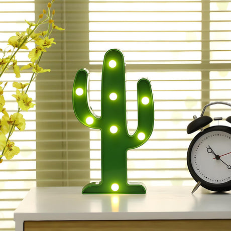 Novelty Plastic Green Cactus LED Battery Night Lamp Image - 1