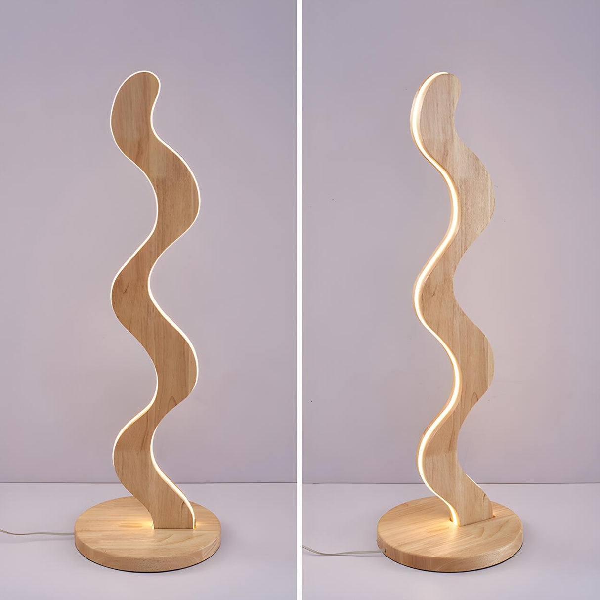 Novelty Wave-Shaped Living Room Wooden Floor Lamp Image - 10