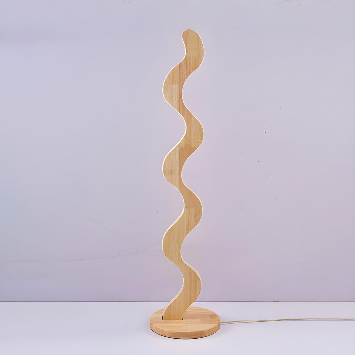 Novelty Wave-Shaped Living Room Wooden Floor Lamp Image - 12