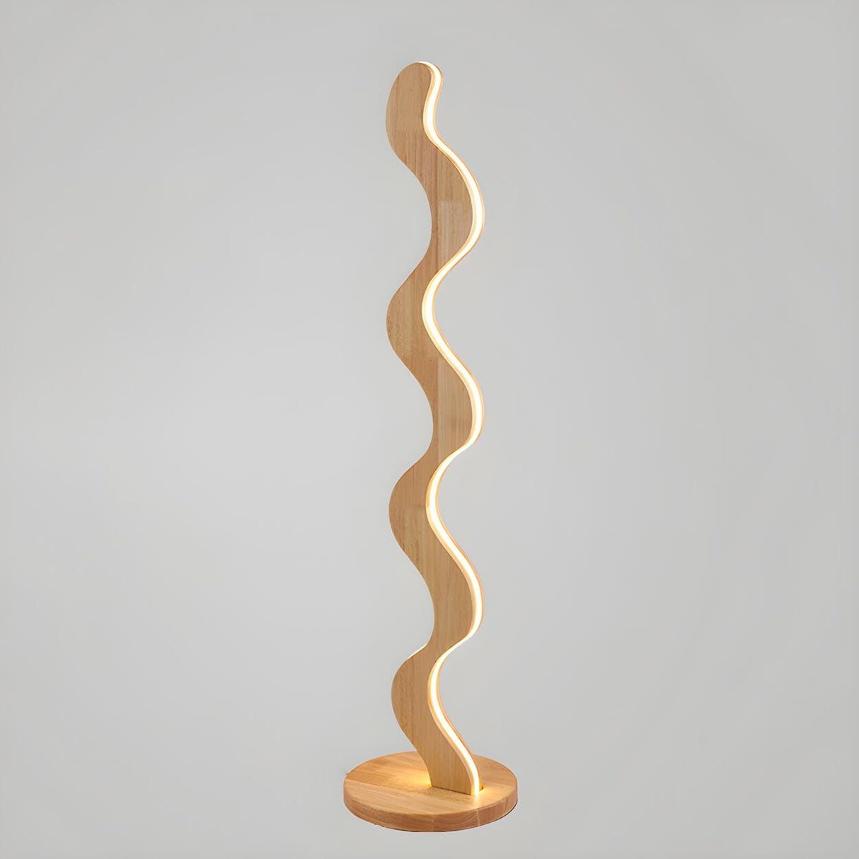 Novelty Wave-Shaped Living Room Wooden Floor Lamp Image - 7