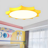 Nursery Cartoon Yellow Sun-Shaped LED Flush Mount Light Image - 3