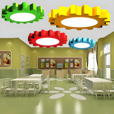 Nursery Colorful Gear-Shaped LED Flush Mount Light Image - 1