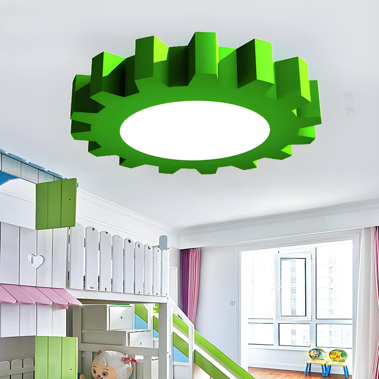 Nursery Colorful Gear-Shaped LED Flush Mount Light Image - 6