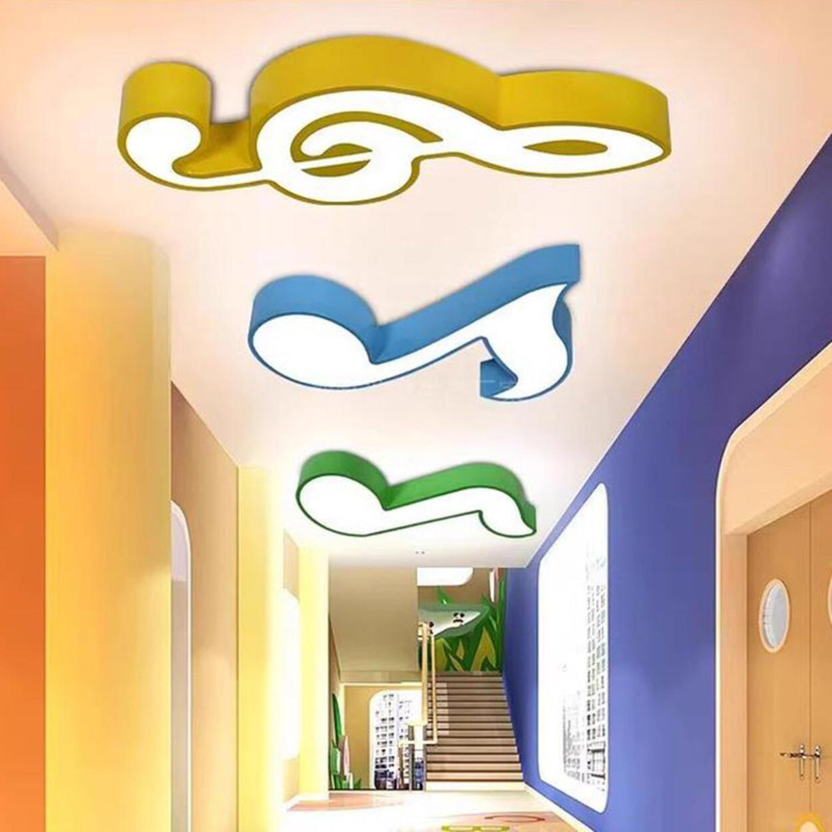 Nursery Colorful Music Note LED Flush Mount Light Image - 4