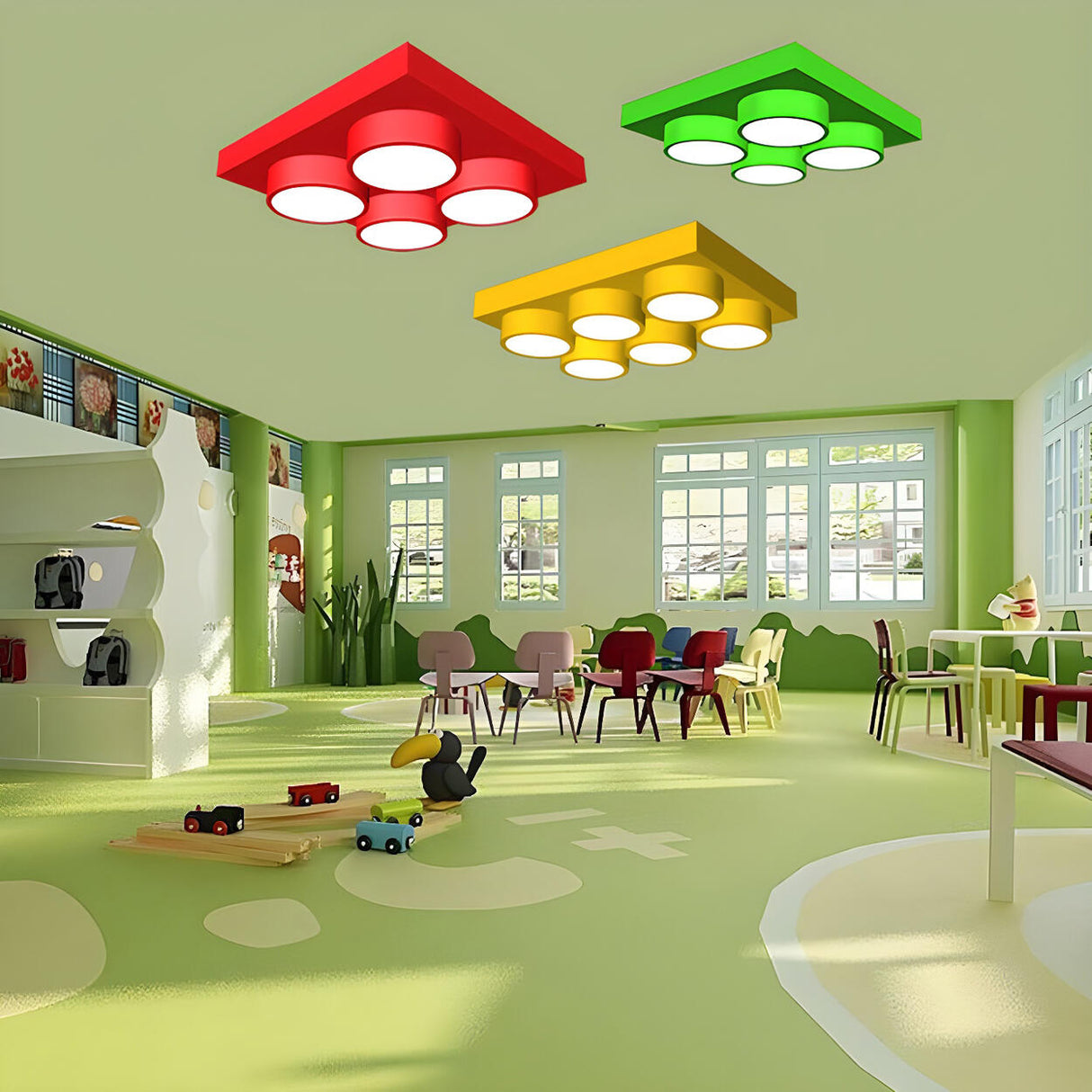 Nursery Kids Building Block LED Flush Mount Light Image - 1