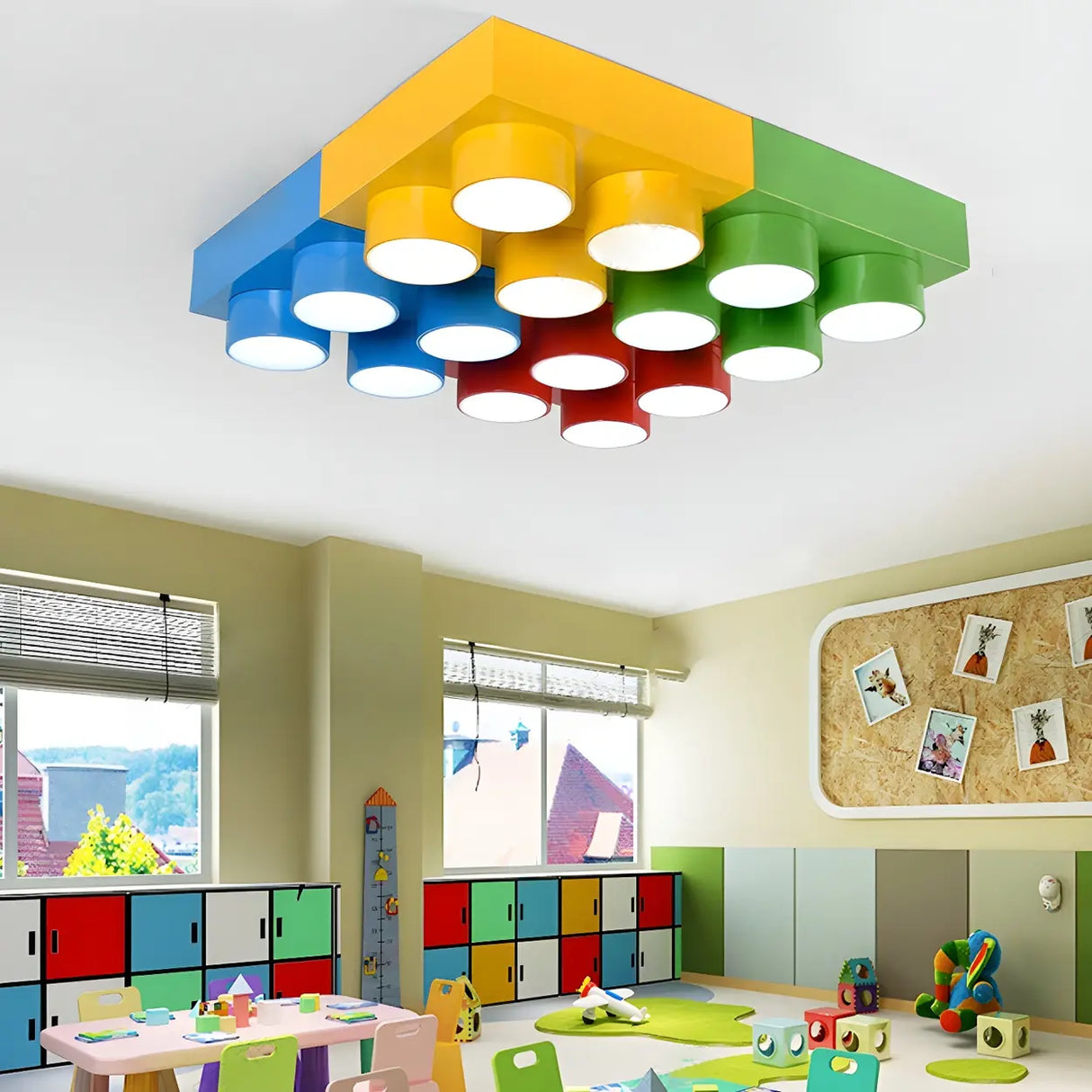 Nursery Playful Building Blocks LED Flush Mount Light Image - 4