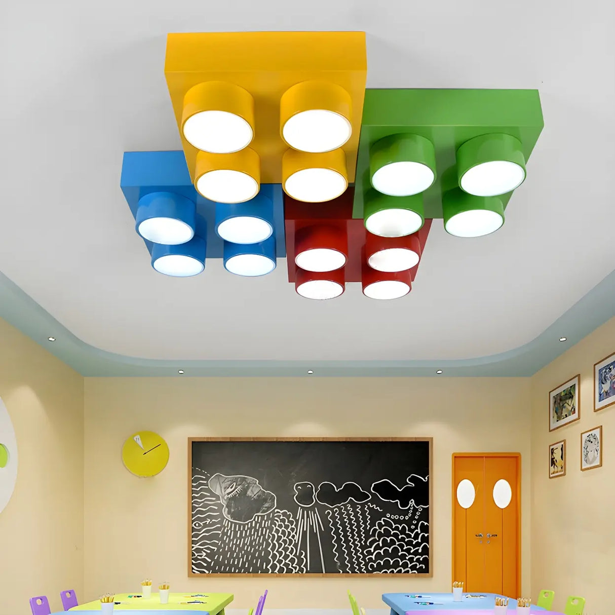 Nursery Playful Building Blocks LED Flush Mount Light Image - 6