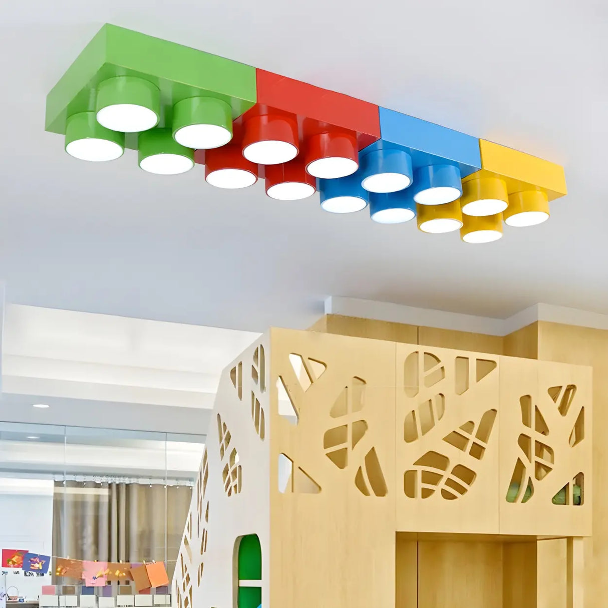 Nursery Playful Building Blocks LED Flush Mount Light Image - 8