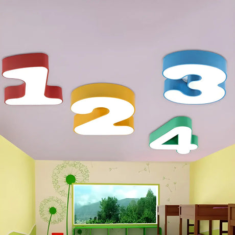 Nursery Small Colorful Digital Flush Mount Ceiling Lamp Image - 1