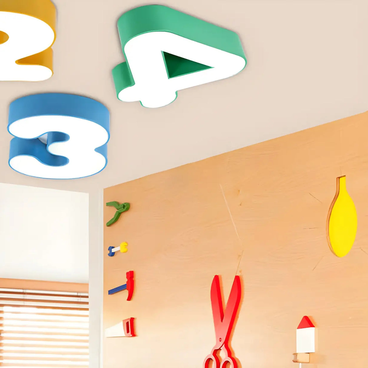 Nursery Small Colorful Digital Flush Mount Ceiling Lamp Image - 12