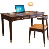 Nut-Brown Butcher Block Soft Close Drawer Computer Desk Image - 11