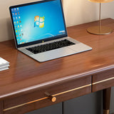 Nut-Brown Butcher Block Soft Close Drawer Computer Desk Image - 7