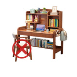 Nut-Brown Hutch and Storage Bedroom Wood Writing Desk Set Image - 2