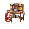 Nut-Brown Hutch and Storage Bedroom Wood Writing Desk Set Image - 2