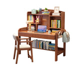 Nut-Brown Hutch and Storage Bedroom Wood Writing Desk Set Image - 7