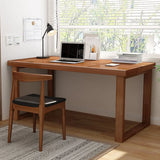 Nut-Brown Rectangle Butcher Block Sled Writing Desk Image - 5