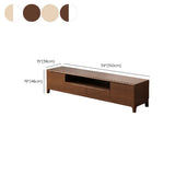 Nut-Brown Rubberwood Cabinet Open Storage TV Stand Image - 16