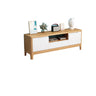 Nut-Brown Rubberwood TV Stand with Shelves Cabinet Image - 5