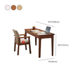 Nut-Brown Wood Bedroom Desk and Chair Set with Drawers #size