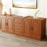 Nut-Brown Wood Drawers Cabinet Rectangle TV Stand Image - 1