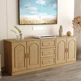 Nut-Brown Wood Drawers Cabinet Rectangle TV Stand Image - 13