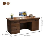 Nut-Brown Wooden Drawers Cabinet Sled Writing Desk Image - 14