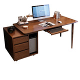 Oak Exterior Shelf Drawers Keyboard Tray Computer Desk Image - 2