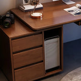 Oak Exterior Shelf Drawers Keyboard Tray Computer Desk Image - 9