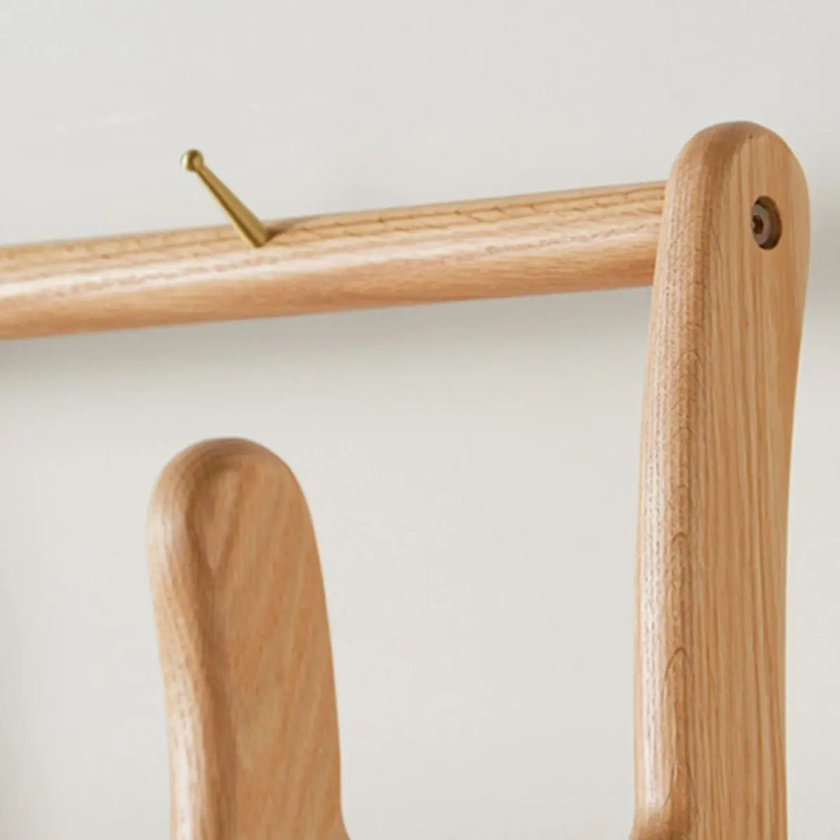 Oak Light Wood Natural Finish Coat Rack with Drawer Image - 10