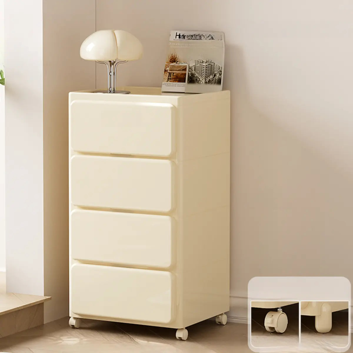 Off-White Acrylic Minimalist Multi-Size Storage Chest Image - 5